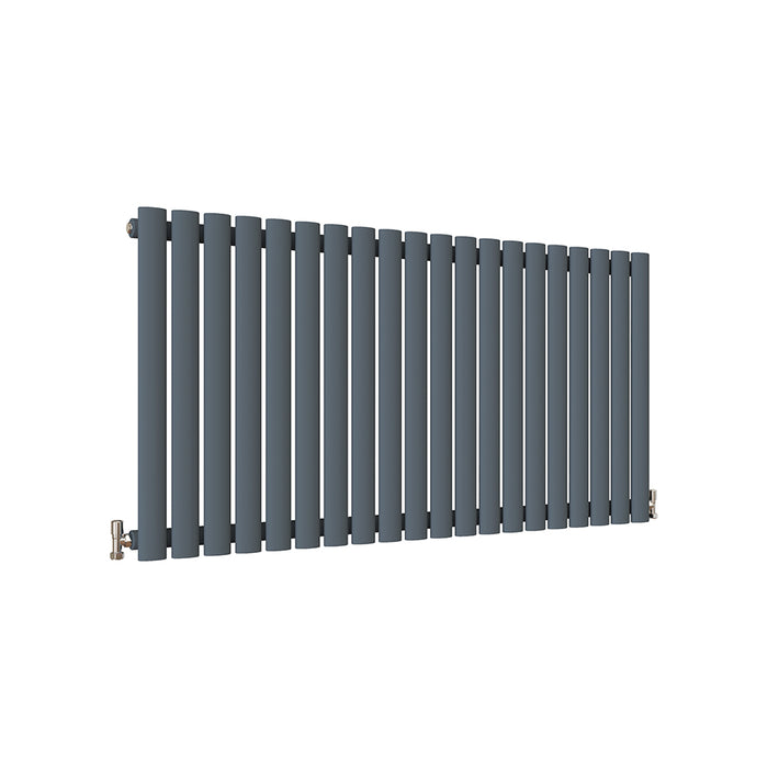 Horizontal Oval Column Anthracite & White Designer Central Heating Radiator UK