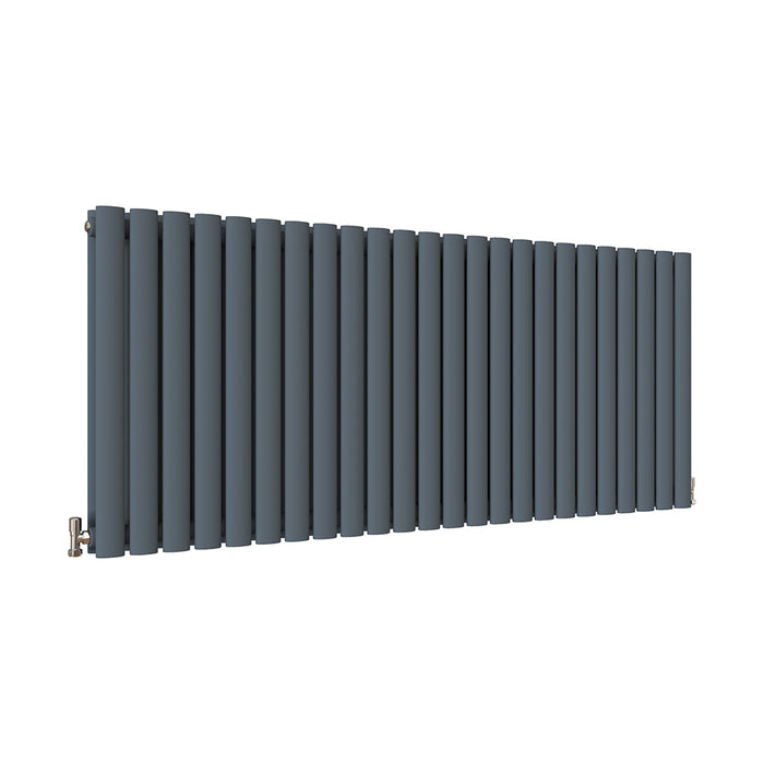 Horizontal Oval Column Anthracite & White Designer Central Heating Radiator UK