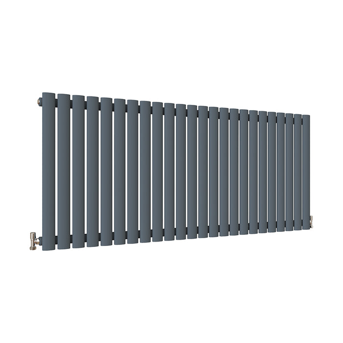 Horizontal Oval Column Anthracite & White Designer Central Heating Radiator UK