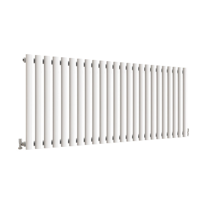 Horizontal Oval Column Anthracite & White Designer Central Heating Radiator UK