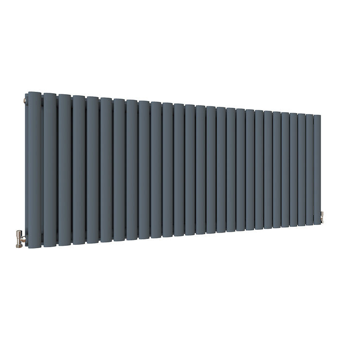 Horizontal Oval Column Anthracite & White Designer Central Heating Radiator UK