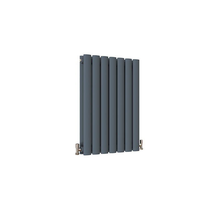 Horizontal Oval Column Anthracite & White Designer Central Heating Radiator UK