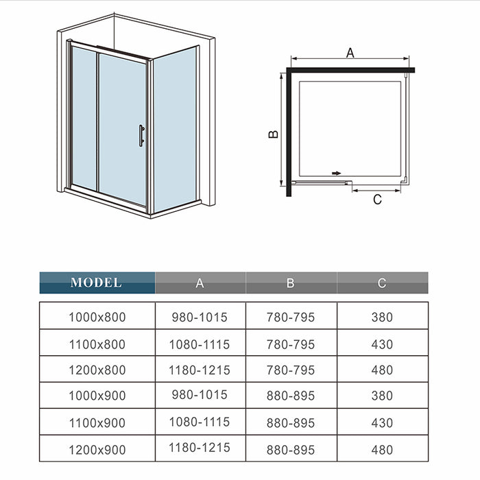 AICA-Bathroom-Sliding-Shower-BLACK-Enclosure-160x90CM-Glass-3