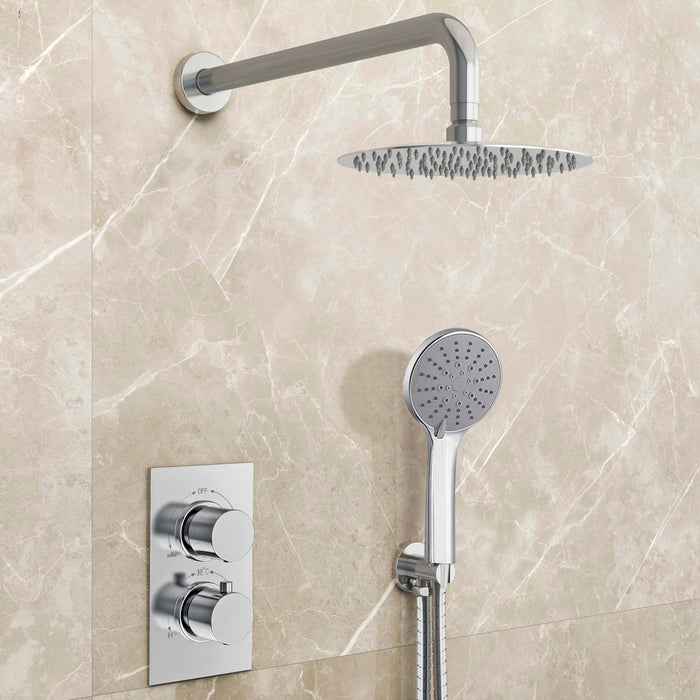 AICA Bathroom Concealed Thermostatic Shower Mixer Round Chrome Set