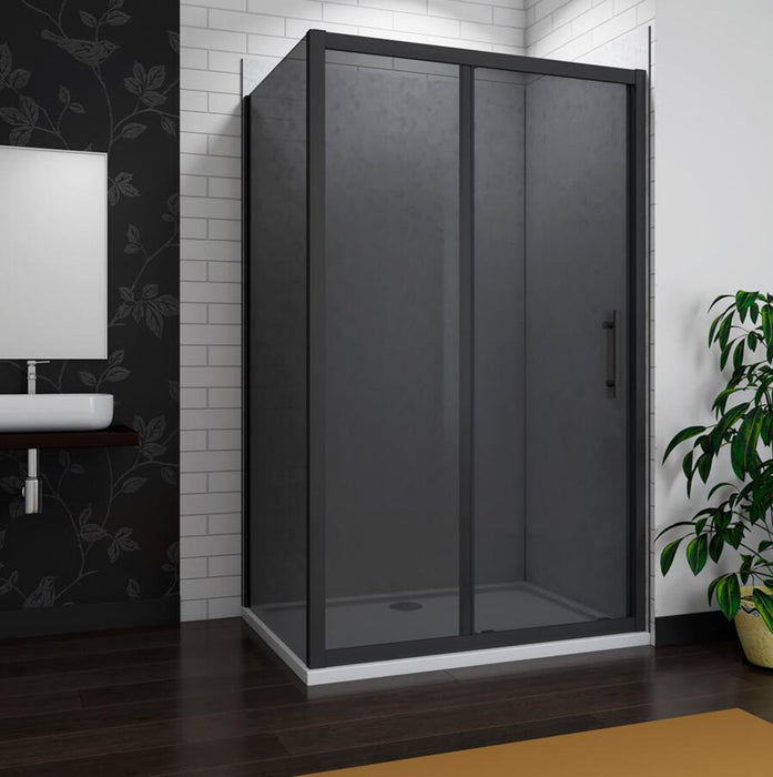 Black Sliding Shower Door 8mm NANO Glass Cubicle + Shower tray optional