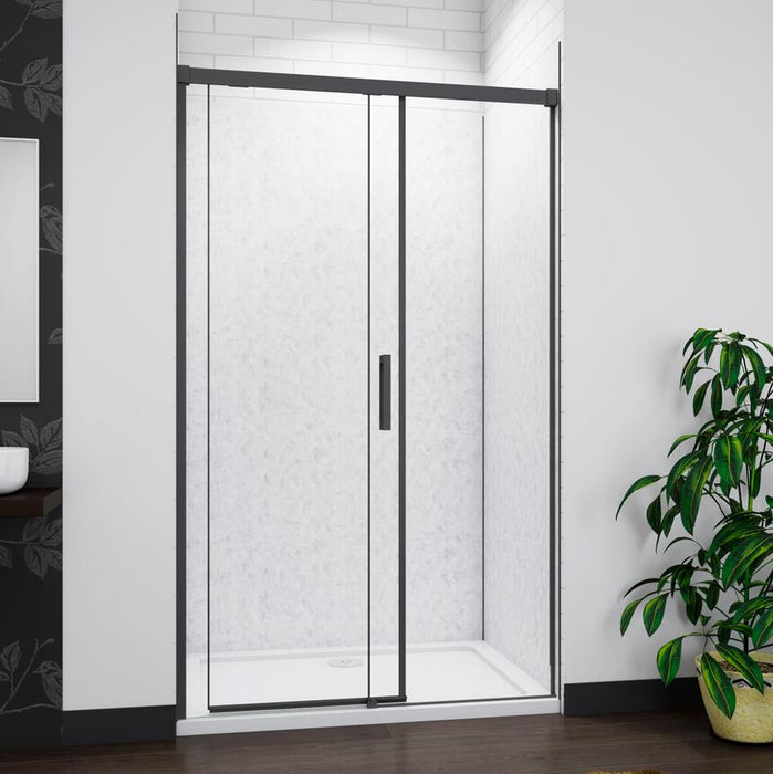 195cm Black Single Sliding Shower Door 8mm NANO Tempered Glass tray optional