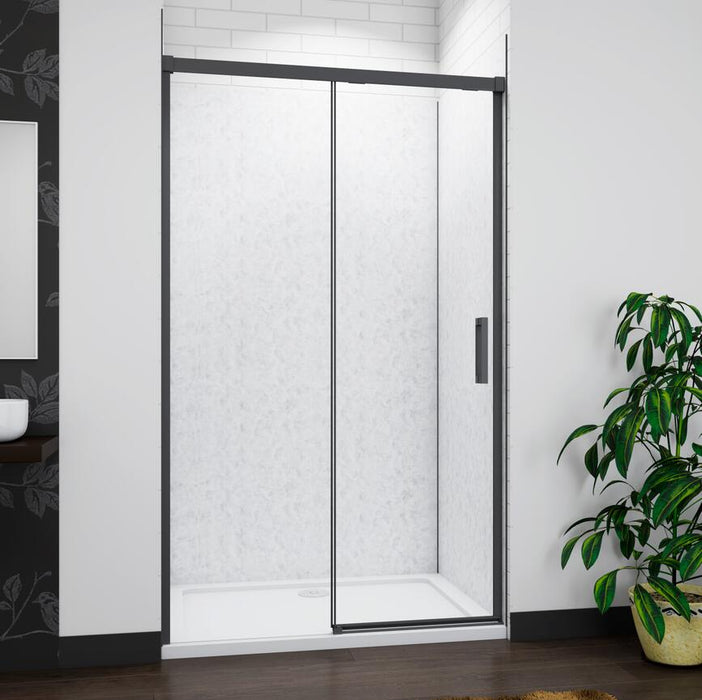 195cm Black Single Sliding Shower Door 8mm NANO Tempered Glass tray optional