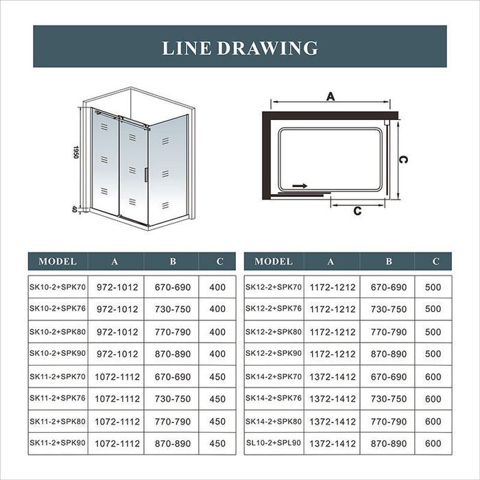 AICA-110x70CM-Frameless-Sliding-Shower-Enclosure-5