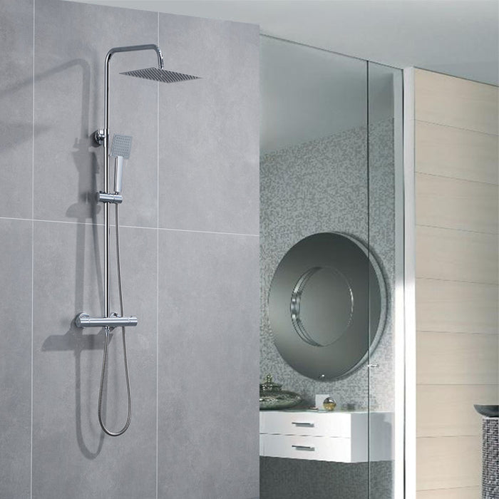 silver chrome square shower set