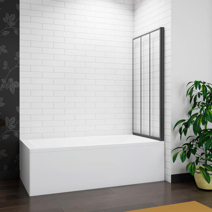 70x140cm Pivot Shower Bath Screen Frameless Black Silk Glass Panel