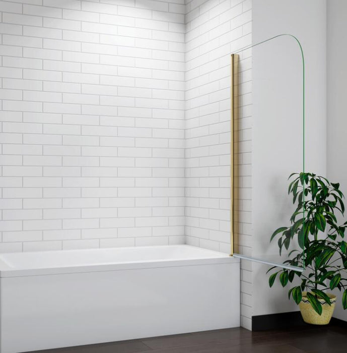 Gold Pivot Bath Shower Screen Frameless NANO Glass Panel 80x140cm