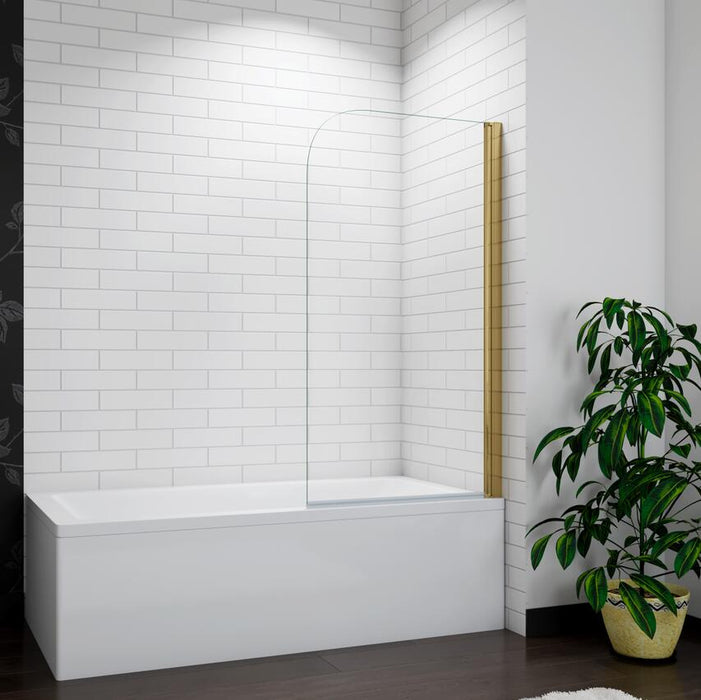 Gold Pivot Bath Shower Screen Frameless NANO Glass Panel 80x140cm