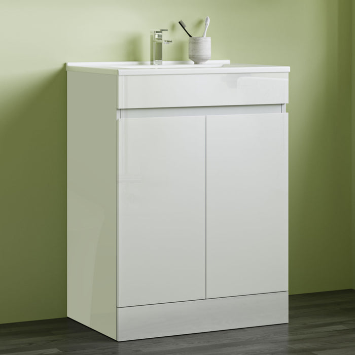 800x600mm Bathroom White Vanity Unit With Storage Space| Soft Close Doors| Thin Ceramic Basin