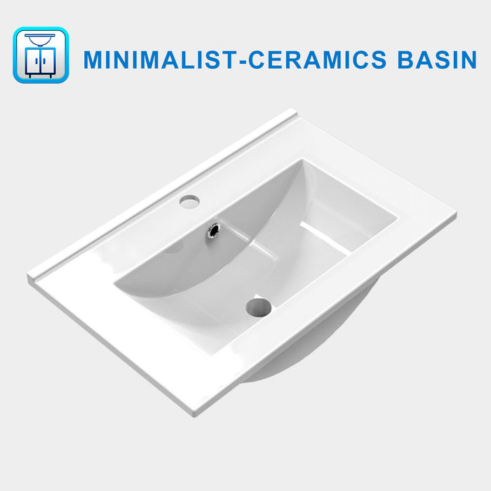 800x600mm Bathroom White Vanity Unit With Storage Space| Soft Close Doors| Thin Ceramic Basin