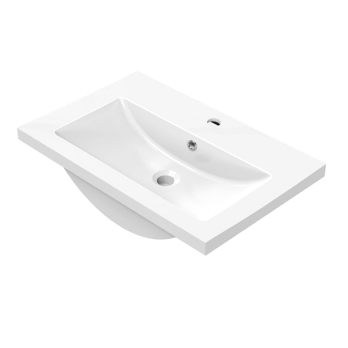 800x500mm Bathroom White Vanity Unit With Soft Close Doors|Storage Space|Artificial Stone Basin