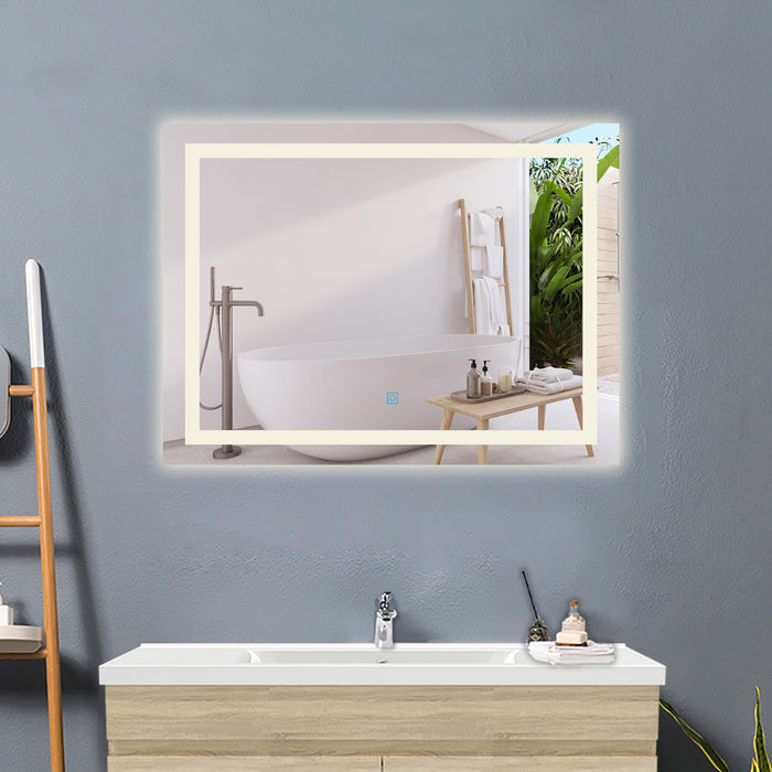 AICA 800 X 600 MM 3 Colour LED Mirror,Anti-fog,Infinitely Dimmable,Power Failure Memory,Touch wall switch