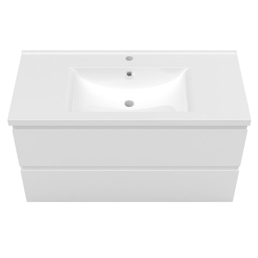 white wall-hung vanity unit with sink