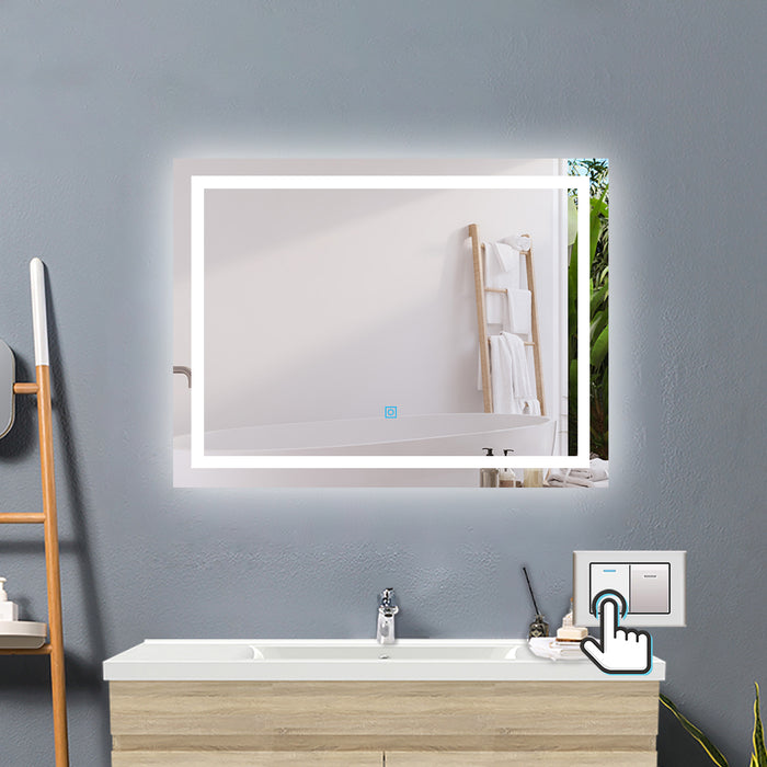 AICA 800 X 600 MM 3 Colour LED Mirror,Anti-fog,Infinitely Dimmable,Power Failure Memory,Touch wall switch