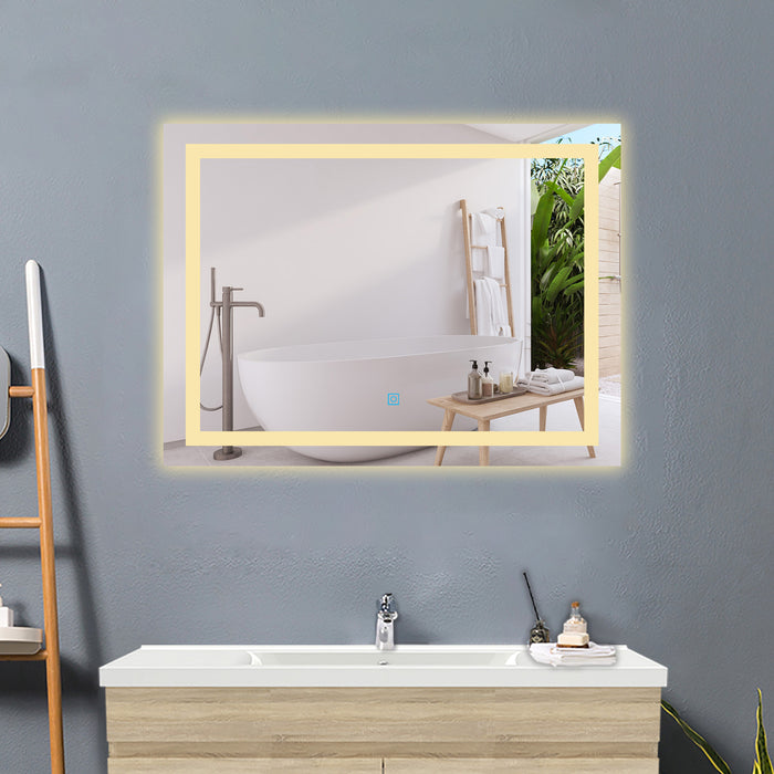 AICA Bathrooms 3 Colour LED Mirror, Anti-fog, Touch wall switch, Infinitely Dimmable, Power Failure Memory