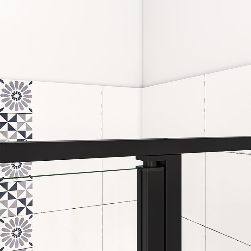 Black Pivot Shower Enclosure Door Tempered NANO glass stone tray