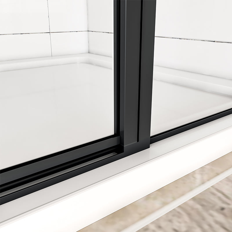 Black Pivot Shower Enclosure Door Tempered NANO glass stone tray