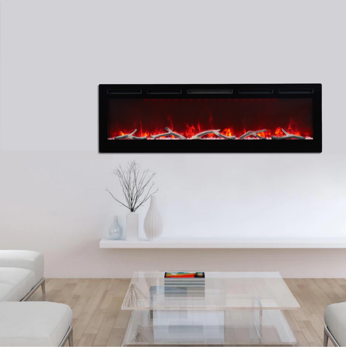 2023 Electric Wall Mounted LED Fireplace 14 Color Wall Inset Black 40 50 60