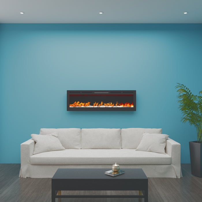 2023 Electric Wall Mounted LED Fireplace 14 Color Wall Inset Black 40 50 60