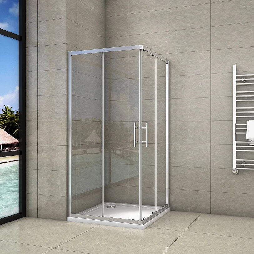 Corner Entry Shower Enclosure Cubicle Double Sliding Shower Door – Aica ...