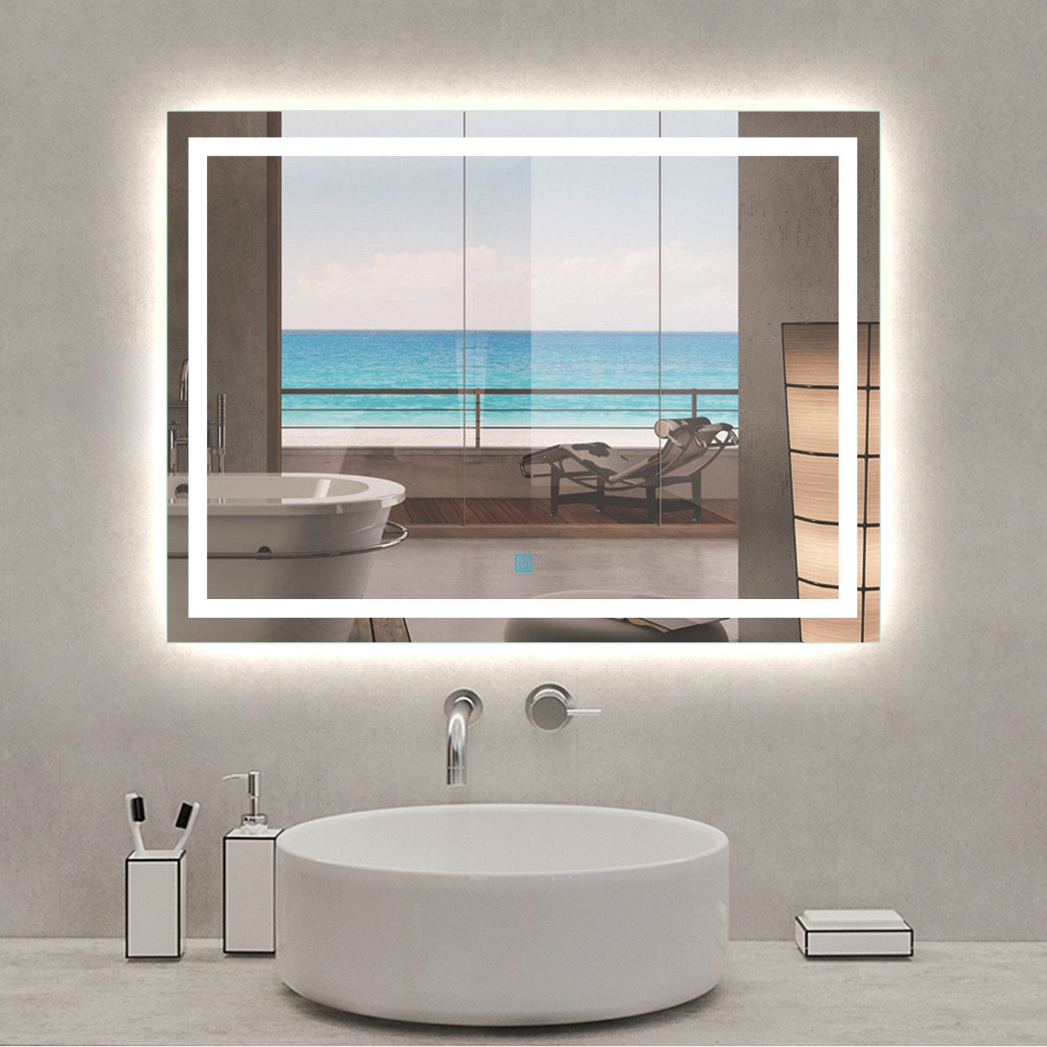 Bathroom mirrors with led battery deals lights