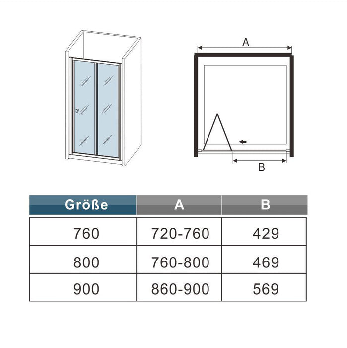 AICA-bathrooms-Black-Bi fold-Shower-Glass-Door-70cm-4