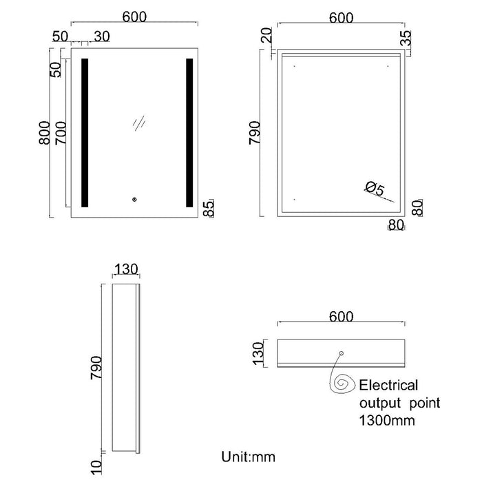 LED Bathroom Mirror Cabinet with Shaver socket and Demister Pad