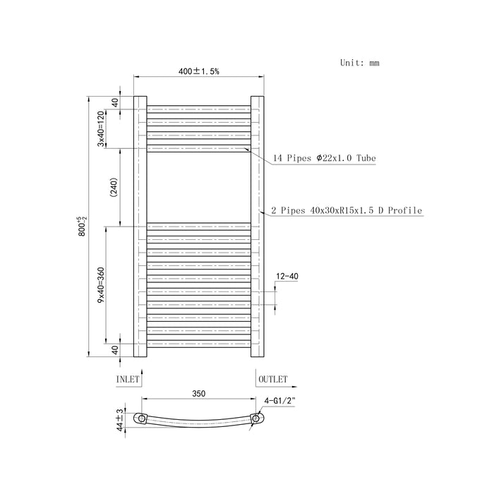 Chrome Bathroom Central Heating Towel Rail Curved Designer Ladder Radiator Warmer