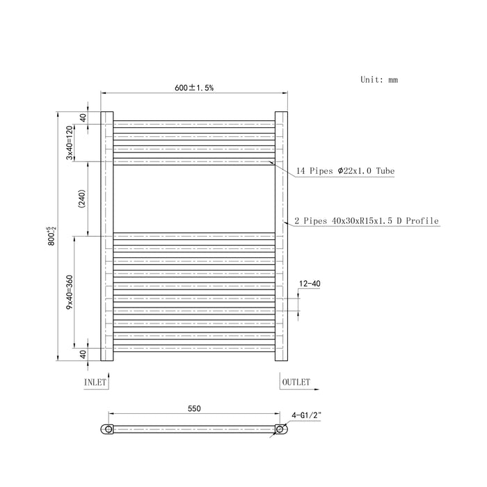 Chrome Bathroom Central Heating Towel Rail Straight Designer Ladder Radiator Warmer