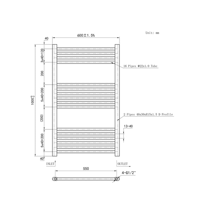 Chrome Bathroom Central Heating Towel Rail Straight Designer Ladder Radiator Warmer