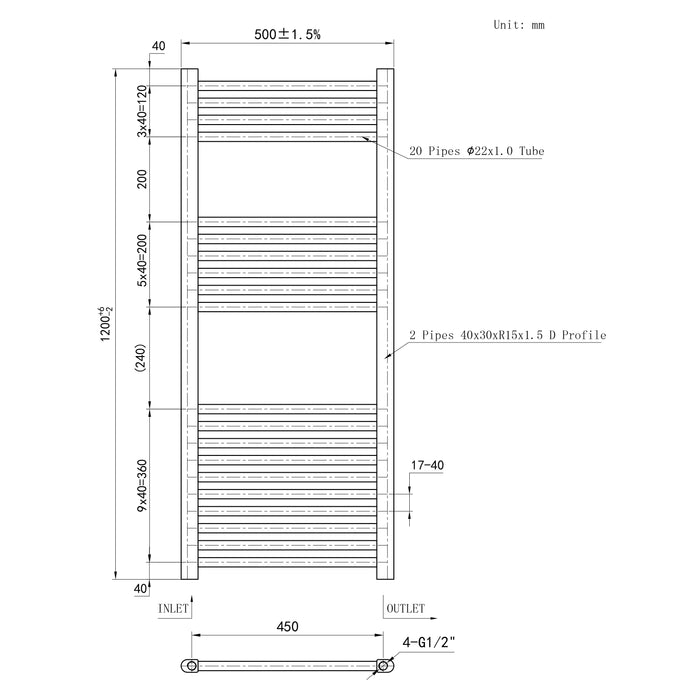 Chrome Bathroom Central Heating Towel Rail Straight Designer Ladder Radiator Warmer