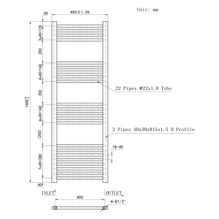 Chrome Bathroom Central Heating Towel Rail Straight Designer Ladder Radiator Warmer