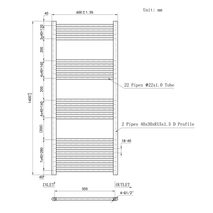 Chrome Bathroom Central Heating Towel Rail Straight Designer Ladder Radiator Warmer