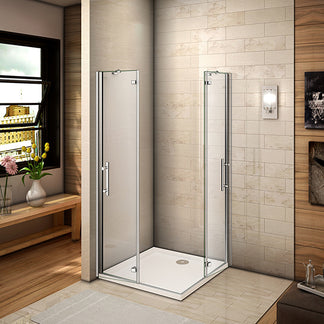 Corner Entry Enclosures Tray Double Shower Doors – Aica Bathrooms