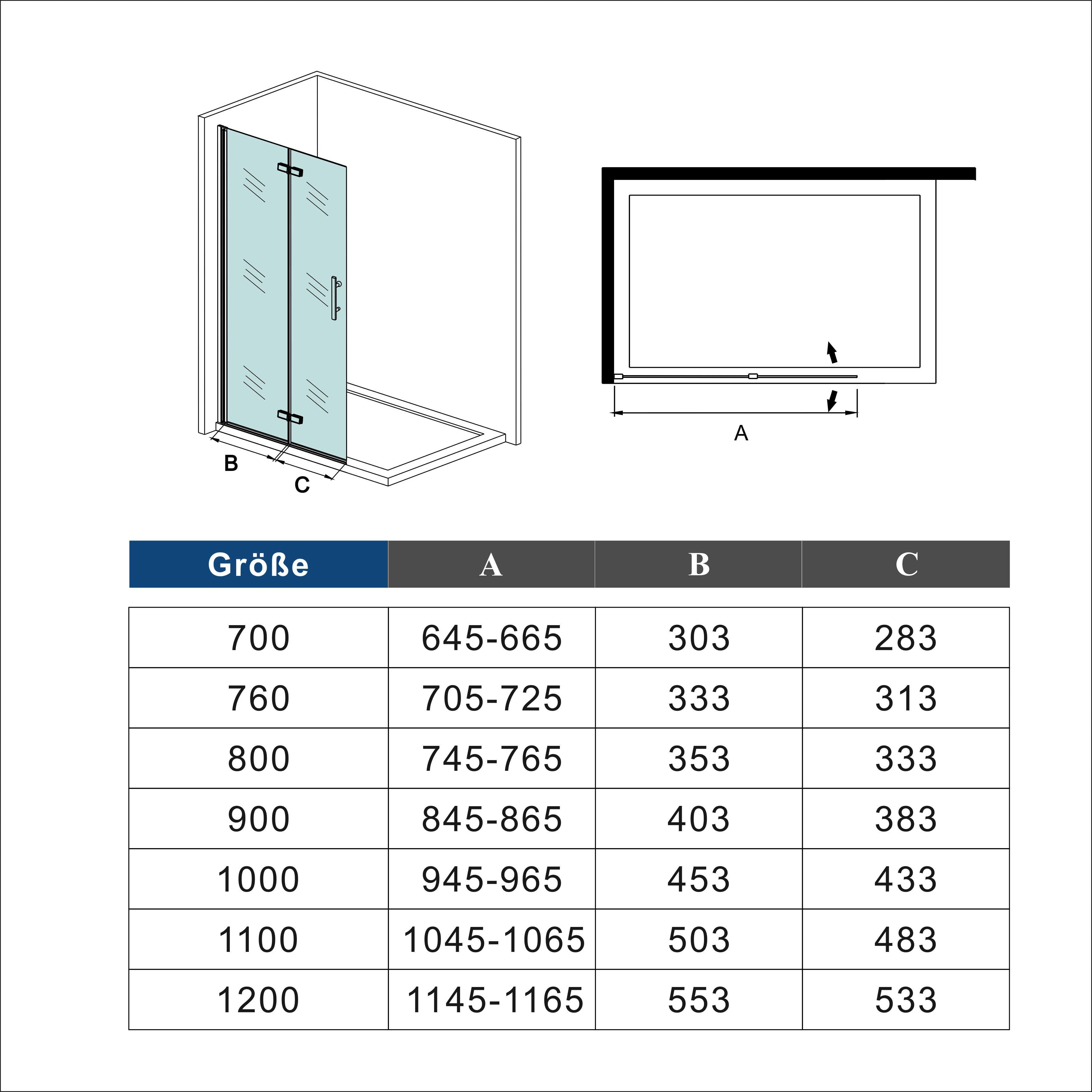 Wet Room Bi Fold Pivot Door Shower Panel Bath Screen Glass Aica Bathrooms