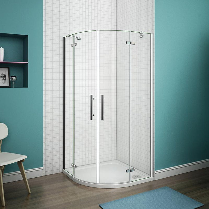 800-900 x 1900 Chrome Quadrant Enclosure, Corner Cubicle,Shower Tray