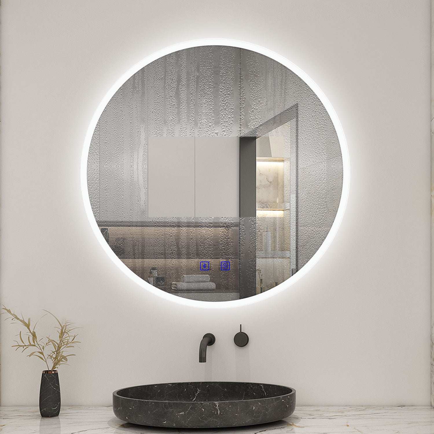 Led round deals mirror bathroom