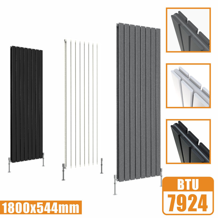 Designer Radiators,Vertical,Tall,Flat Panel,Double 1800x544mm AICA