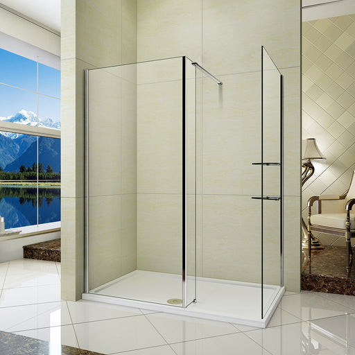 L Shape Wet Room AICA shower enclosure, Glass Cubicle Fixed Panel,Tray