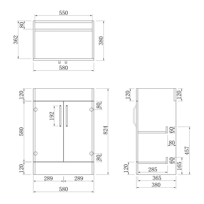 600mm Freestanding Bathroom Vanity Units with Basin Matt White