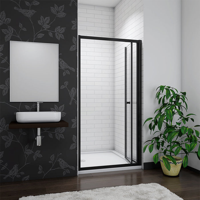 AICA-bathrooms-Black-Bi fold-Shower-Glass-Door-70cm-3