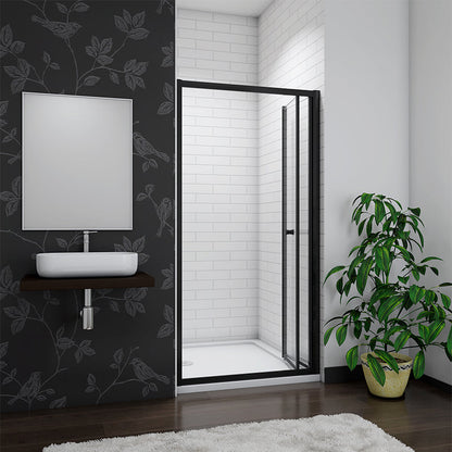 AICA-bathrooms-80cm-Black-Bi fold-Shower-Glass-Door-3