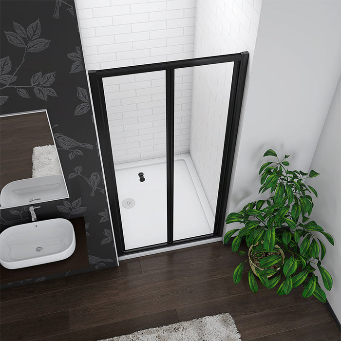 AICA-bathrooms-Black-Bi fold-Shower-Glass-Door-70cm-5