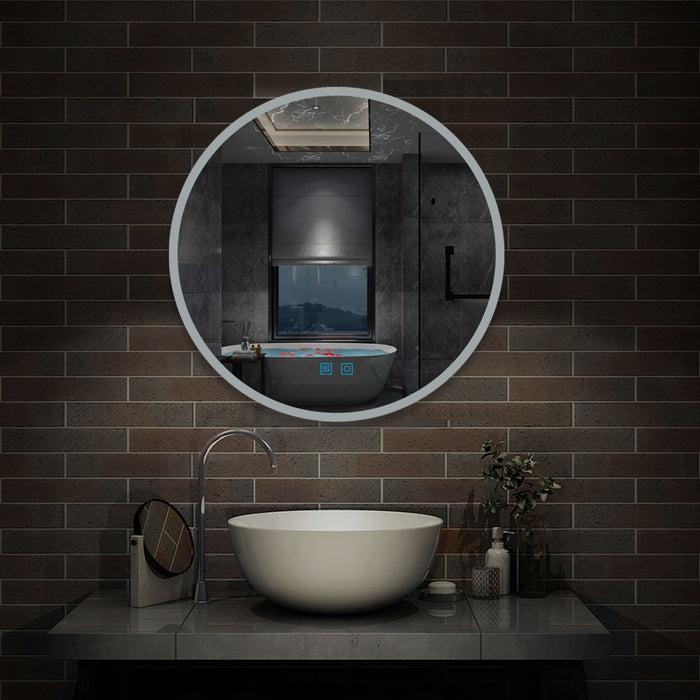 Dimmable Round LED Bathroom Mirror with Demister Pad 2 Colours