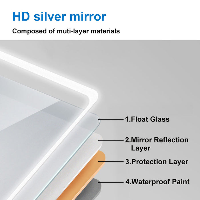 Frameless LED Bathroom Mirror with Motion Sensor Anti Fog