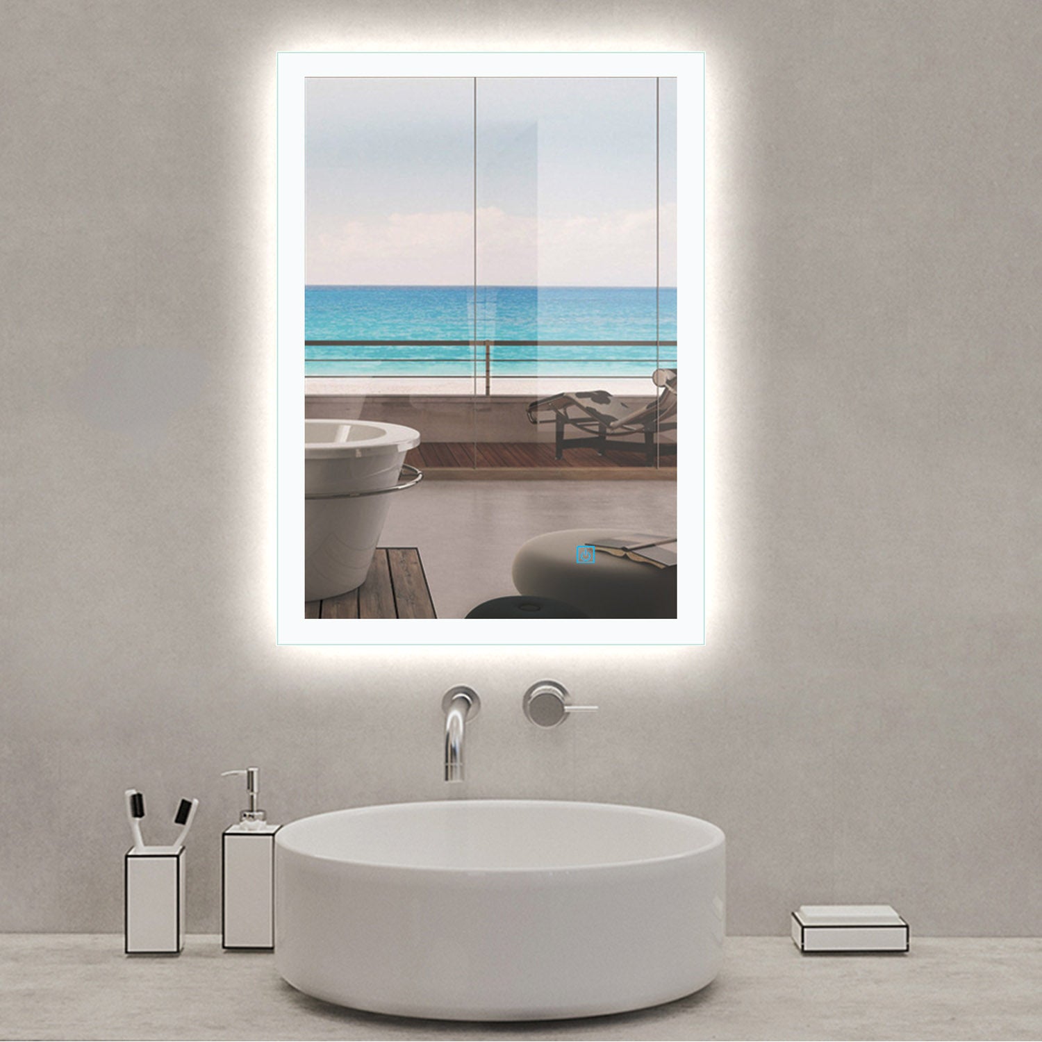 Battery light deals up bathroom mirror